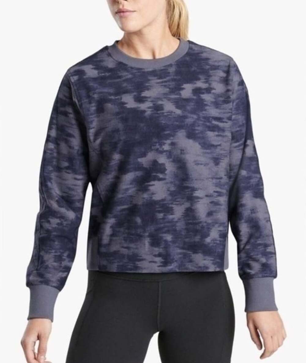 Athleta Farallon Print Sweatshirt Medieval Violet Camo Size M
